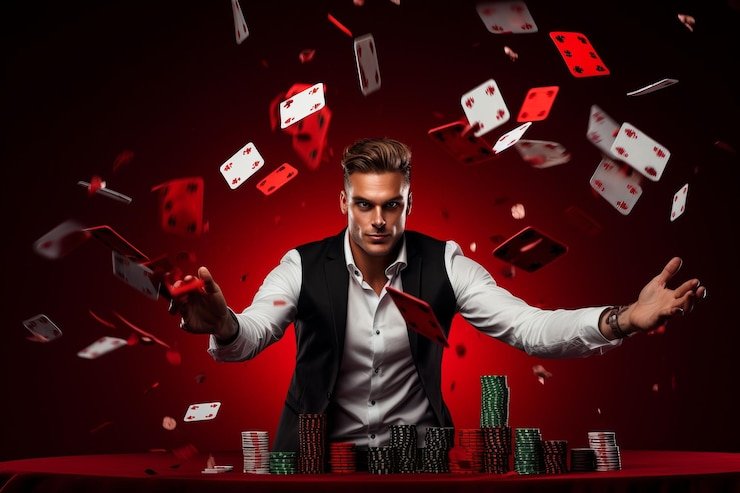 Meja Qiu Qiu live dealer dengan dealer dan kartu terlihat jelas dari multi-kamera